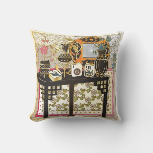 Mah Jongg Table Throw Pillow