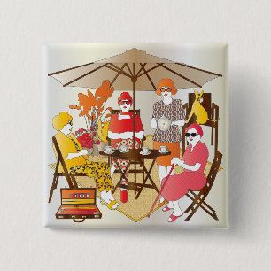 Mah Jongg Tea Party Pinback Button