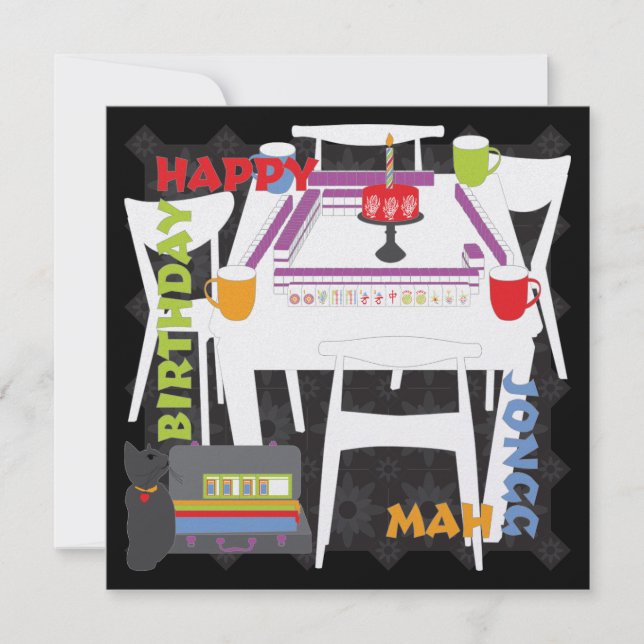 Mah Jongg Tiles and Table Flat Card (Front)