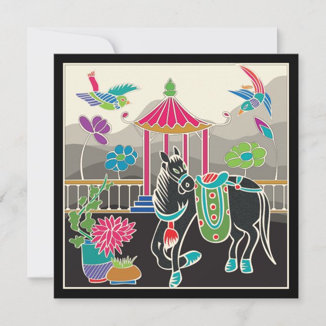 Mah Jongg Tiles Horse Card Flat (Front)