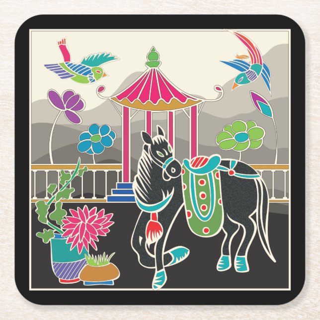 Mah Jongg Tiles Horse Coasters (Front)