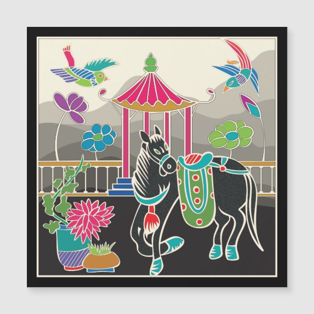 Mah Jongg Tiles Horse Magnet Flat (Front)