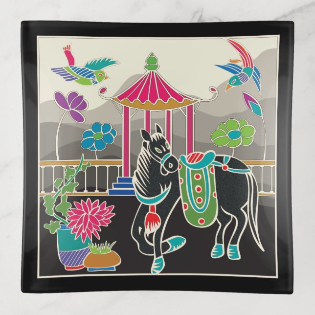 Mah Jongg Tiles Horse Trinket Tray (Front)