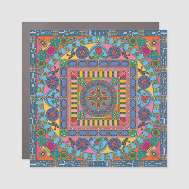 Mah Jongg Tiles Mandala Magnet (Front)