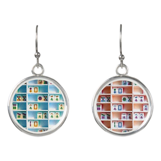 Mah Jongg Two-Colored Tiles Earrings (Front)