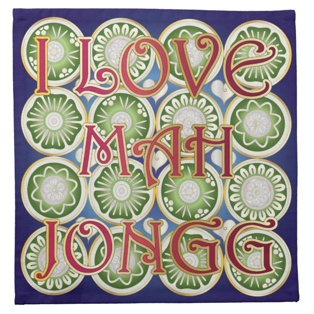 Mah Jongg Valentine I Love MJ Cloth Napkin (Front)