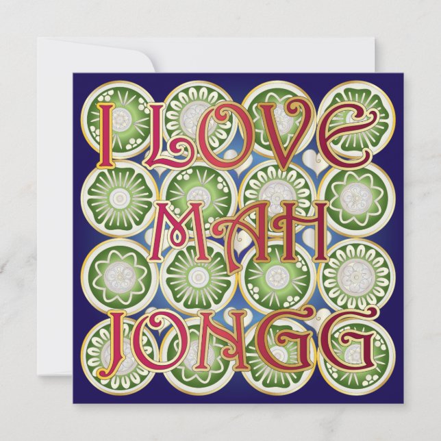 Mah Jongg Valentine I Love MJ Holiday Card (Front)