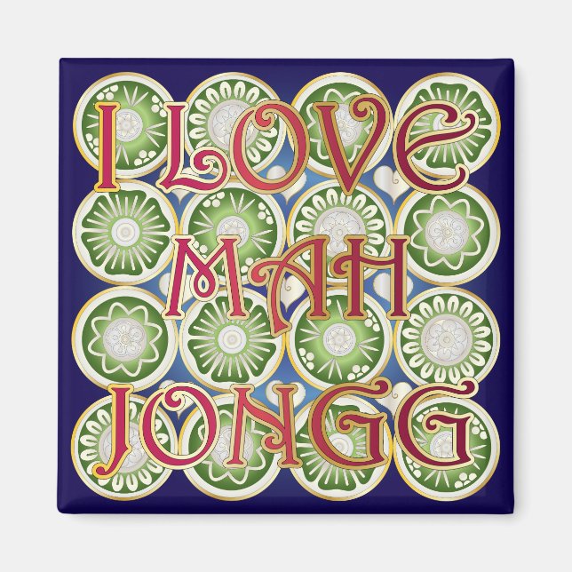 Mah Jongg Valentine I Love MJ Magnet (Front)