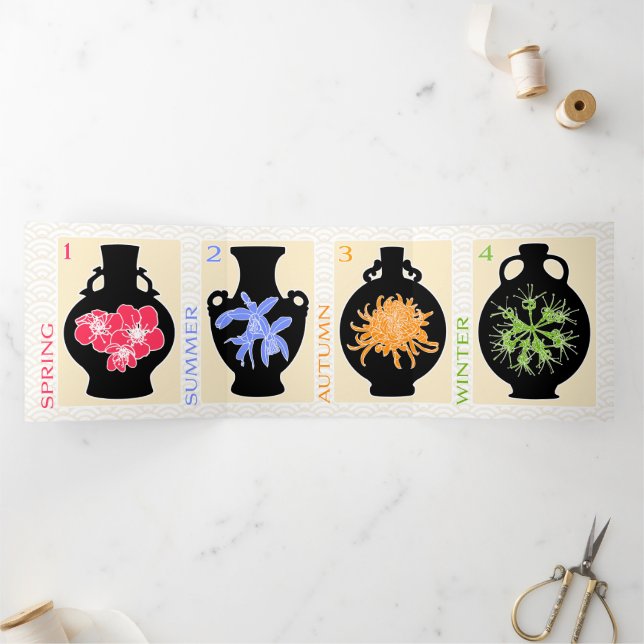 Mah Jongg Vases Trifold Card (Inside)