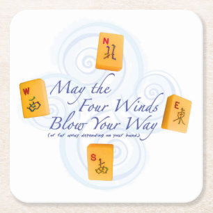 Mah Jongg Winds Square Paper Coaster
