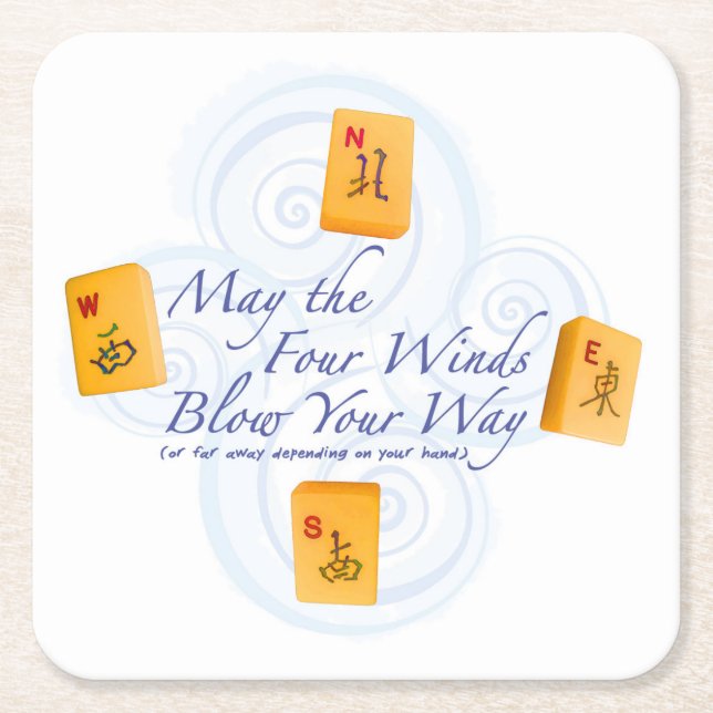 Mah Jongg Winds Square Paper Coaster (Front)