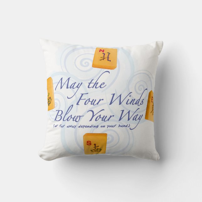 Mah Jongg Winds Throw Pillow (Front)