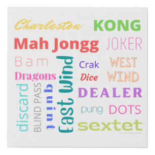Mah Jongg words on canvas