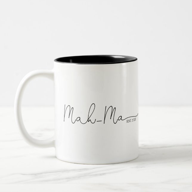 Mah-ma Established | Grandma Gift Two-Tone Coffee Two-Tone Coffee Mug (Left)