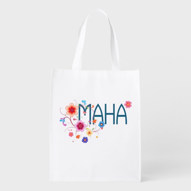 MAHA Floral  Grocery Bag (Back)