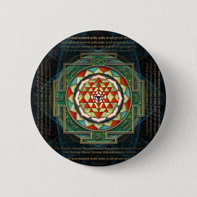 Maha Lakshmi Mantra & Shri Yantra Button (Front)