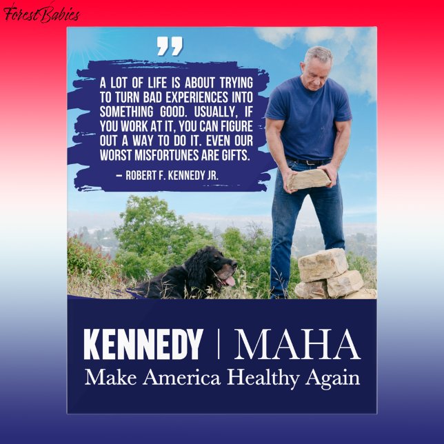 MAHA Make America Healthy Again Kennedy Dog 🇺🇸 Acrylic Sign (MAHA Robert F Kennedy jr, RFK jr Dog, Bobby Kennedy Make America Healthy Again Quote 🇺🇸)