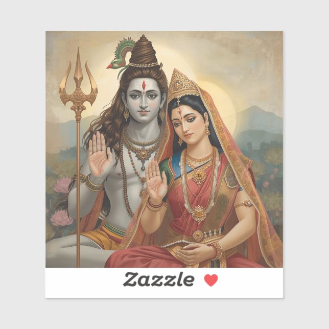 Mahadev & Mata Parvati Painting Arts Sticker (Sheet)