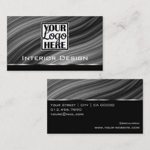 Mahaghoni Texture Wooden Wood Grain Logo Gray Business Card