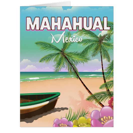 Mahahual Mexican beach poster Cards (Front)