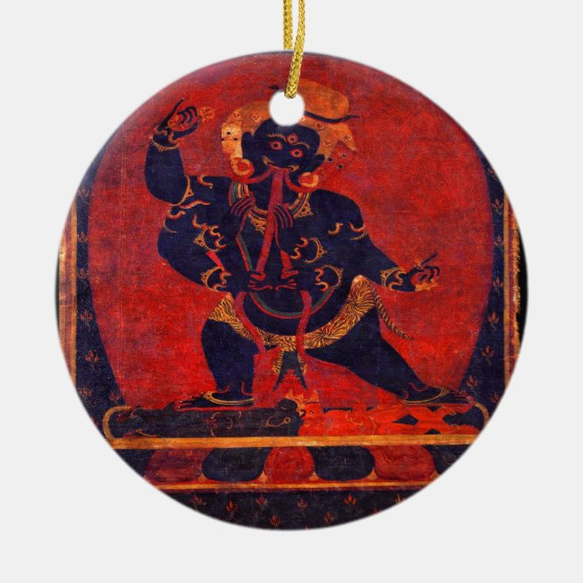 Mahakala, 12th century ceramic ornament (Front)