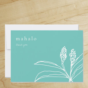 mahalo   floral   tropical   teal   thank you card