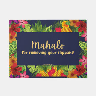 MAHALO FOR REMOVING YOUR SLIPPAHS ! - DOOR MAT RUG