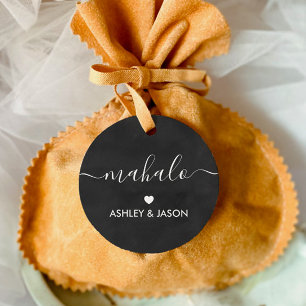 Mahalo Gift Tag, Wedding Thank You Tag, Chalkboard Favor Tags