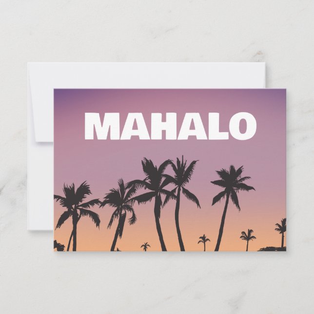 Mahalo Hawaii Sunset Palm Tree Gradient Postcard  (Front)