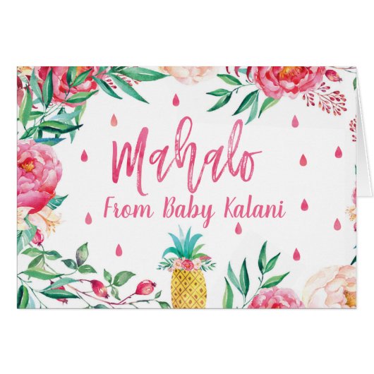Mahalo Hawaiian Baby Shower Thank You Cards (Front Horizontal)