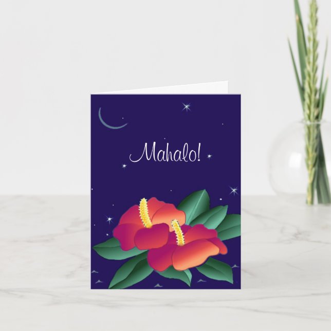 Mahalo Hawaiian Hawaii Nights Thank You Note Card (Front)