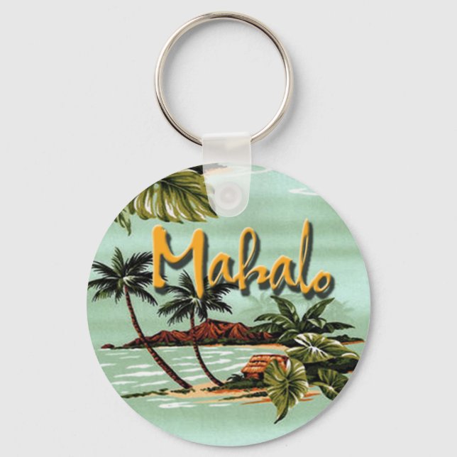Mahalo Hawaiian Island Keychain (Front)