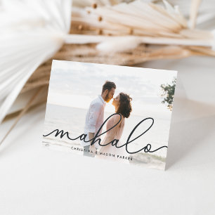 Mahalo Hawaiian Wedding Photo Thank You Card