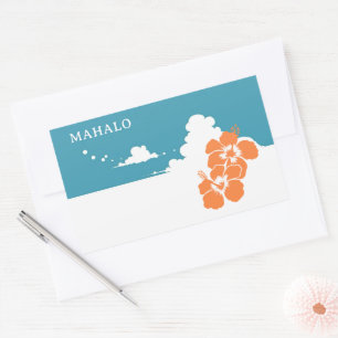 MAHALO Hibiscus Blue Sky Rectangle Rectangular Sticker