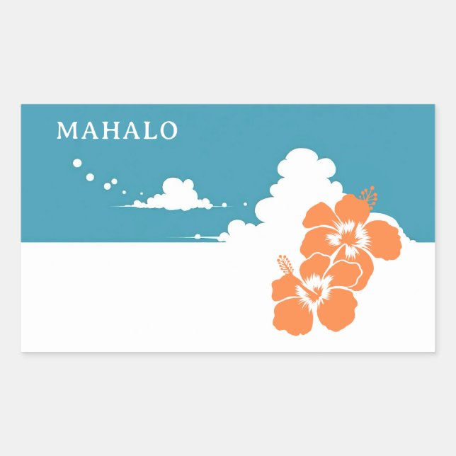 MAHALO Hibiscus Blue Sky Rectangle Rectangular Sticker (Front)