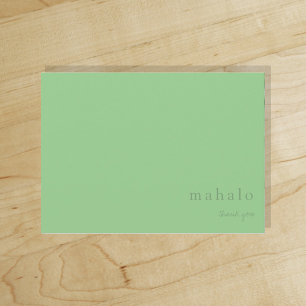 mahalo minimal tropical light green thank you card