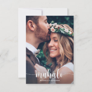 Mahalo Modern Elegant Wedding Thank You Photo Card