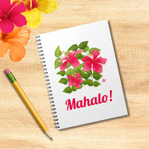 Mahalo! Pink Hawaiian Hibiscus Painting Notebook