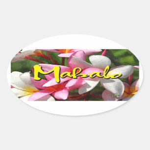 Mahalo plumeria oval sticker