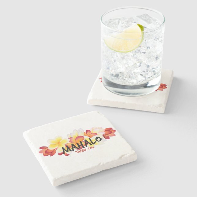 Mahalo Plumeria Stone Coaster (Side)