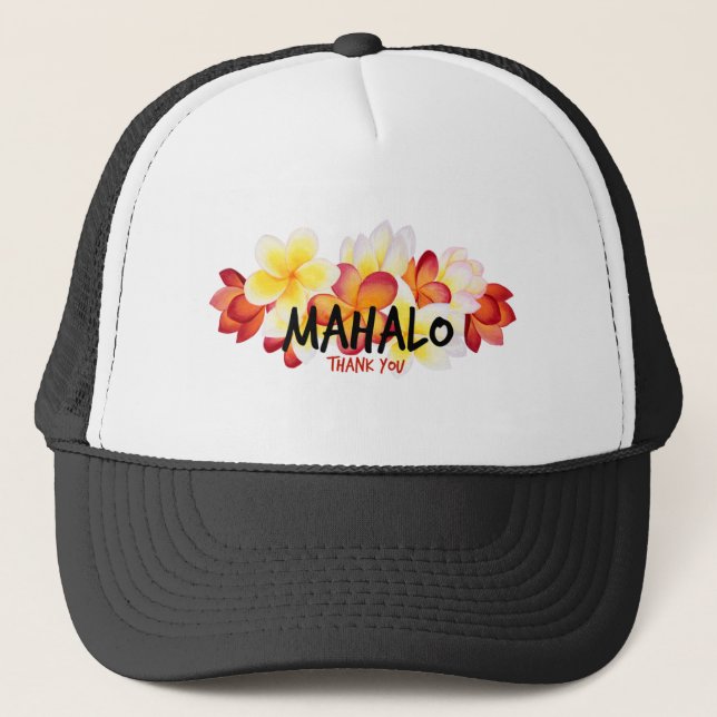 Mahalo Plumeria Trucker Hat (Front)