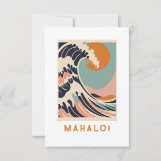 Mahalo thank you card, Great wave