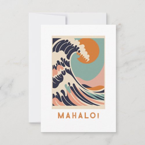 Mahalo thank you card Great wave