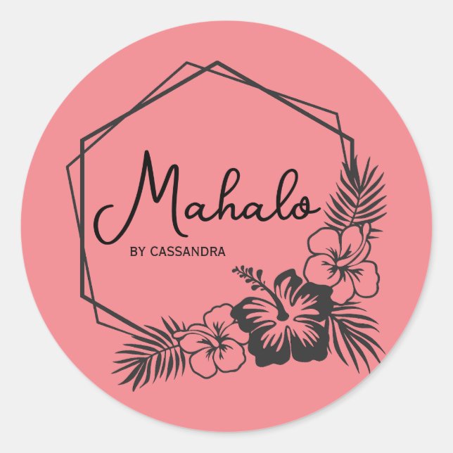 Mahalo thank you customizable Hawaiian  sticker (Front)