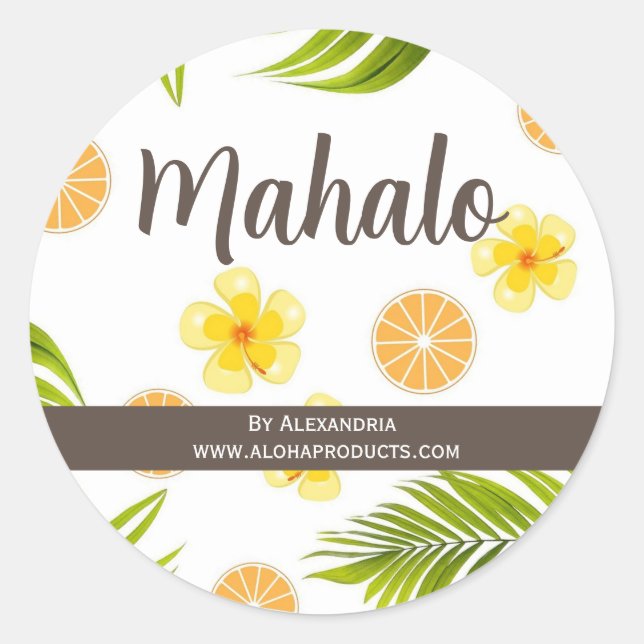 Mahalo thank you Hawaiian tropical sticker (Front)