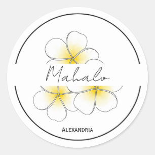 Mahalo thank you plumeria sticker customizable