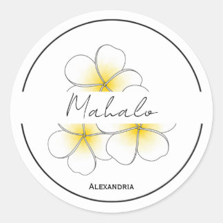 Mahalo thank you plumeria sticker customizable
