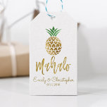 Mahalo Tropical Hawaiian Pineapple Wedding White Gift Tags<br><div class="desc">Mahalo Tropical Hawaiian Pineapple Wedding White Wedding Gift Tag for a Hawaii Destination Wedding Reception or Rehearsal Dinner Favor. The name and date can be updated on this Gift Tag.</div>