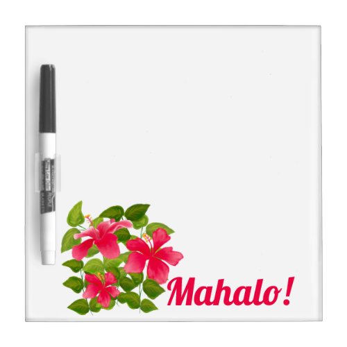 Mahalo Tropical Pink Hawaiian Hibiscus Dry Erase Board