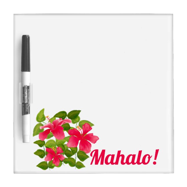 Mahalo Tropical Pink Hawaiian Hibiscus Dry Erase Board (Front)